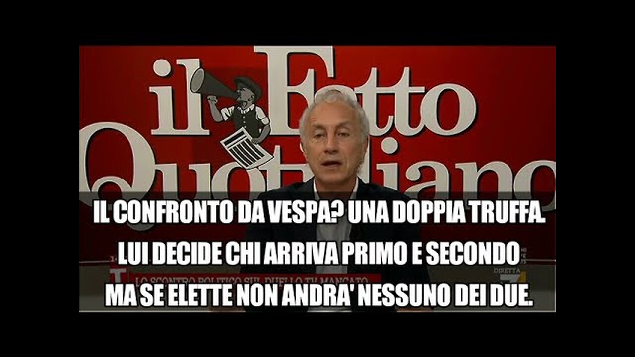 Travaglio in tv sulla Par-condicio elettorale per le elezioni europee di giugno 2024 sulle reti RAI MERDALIA DOVE TUTTI I POLITICI SONO SCHIAVI,MERDALIA💩UN PAESE DI MERDA DI POLITICI CORROTTI E UN POPOLO D'IDIOTI