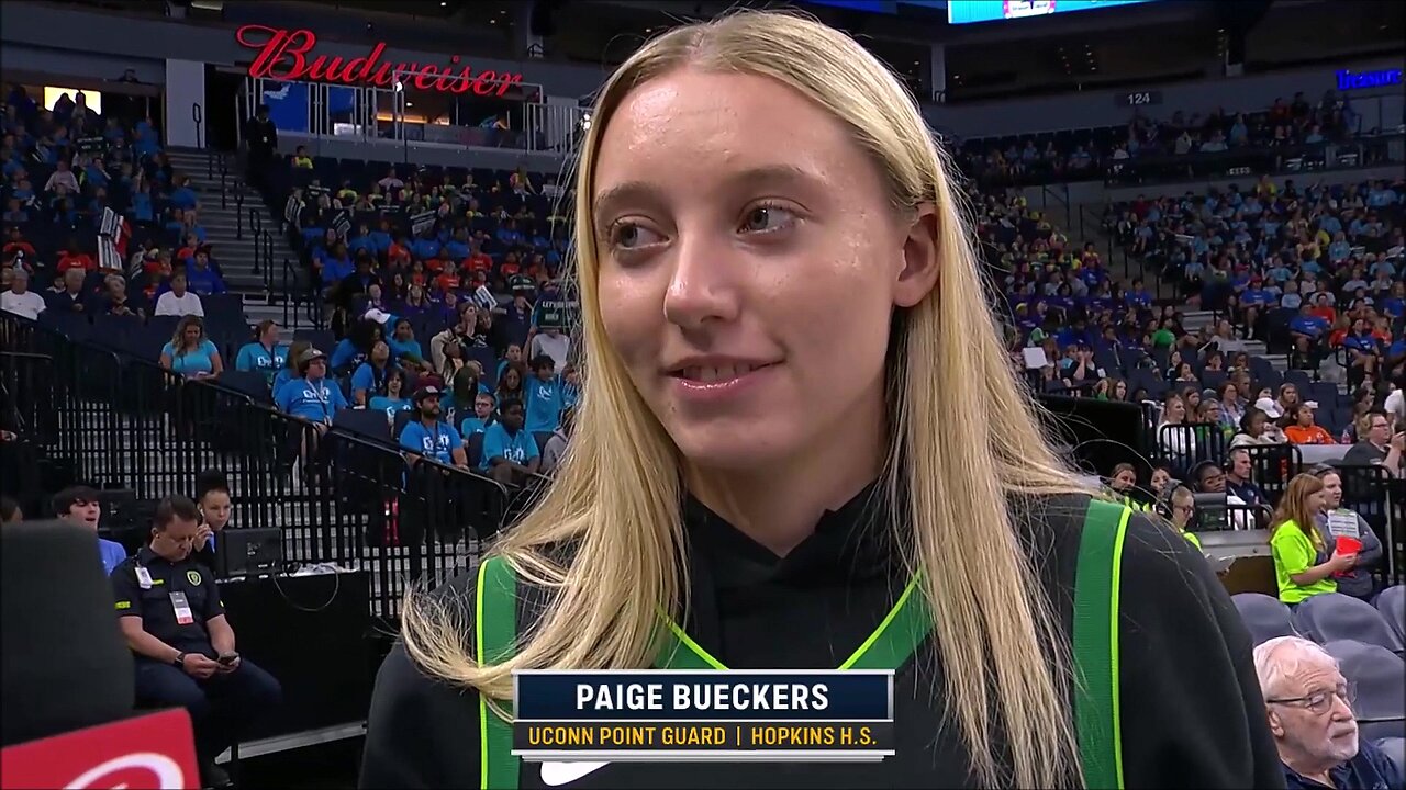 INTERVIEW: Paige Bueckers Supports Fellow UConn Husky Dorka Juhasz At Minnesota Lynx vs Dallas Wings