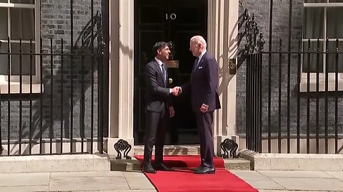 Biden Attempts To Skip As He Arrives At 10 Downing Street For Meeting With PM Rishi Sunak