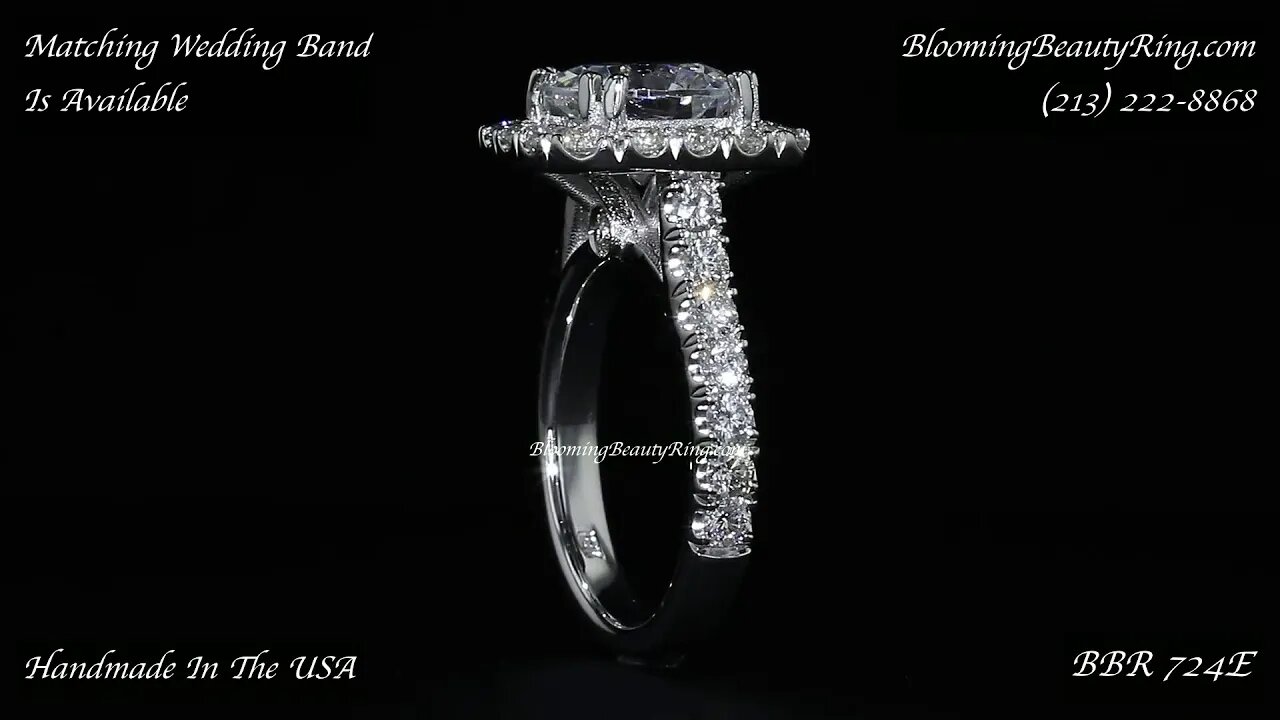 BBR 724E Halo Diamond Engagement Ring By BloomingBeautyRing.com