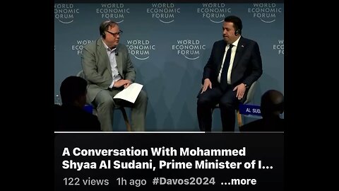 PM Sudani of Iraq speaking at Davos, with his intention to work with other countries and RI Iraq.