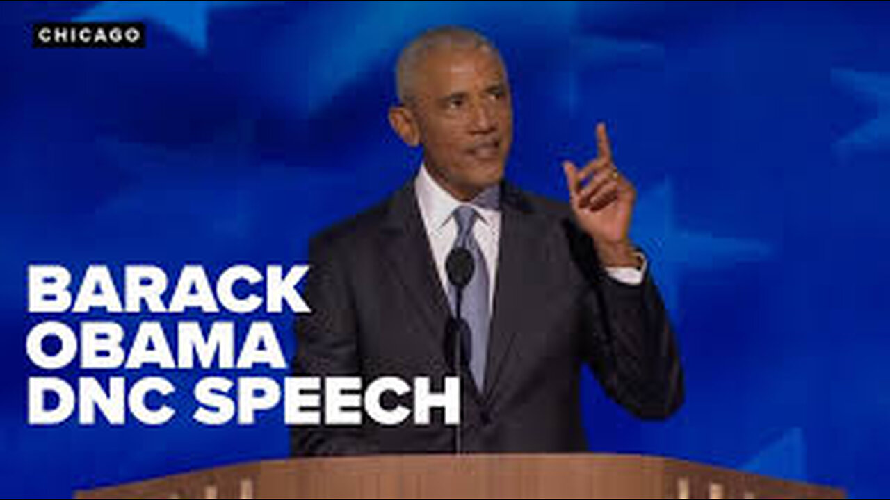 Barack Obama speaks at the DNC about trump and kamala .( TIM WALS )