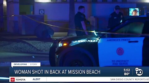 Woman shot in back at Mission Beach