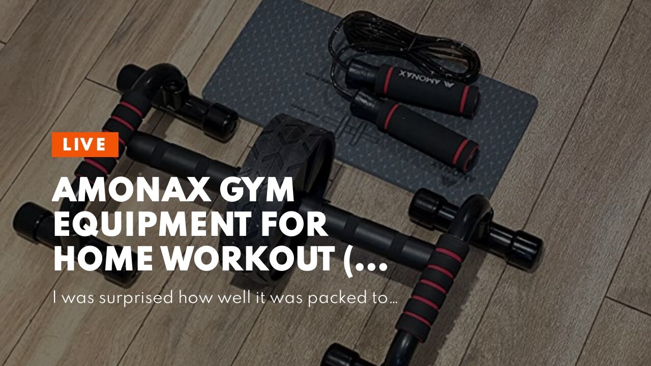 Amonax Gym Equipment for Home Workout (Ab Roller Wheel Set, Skipping Rope, Push-up Handles). Fi...