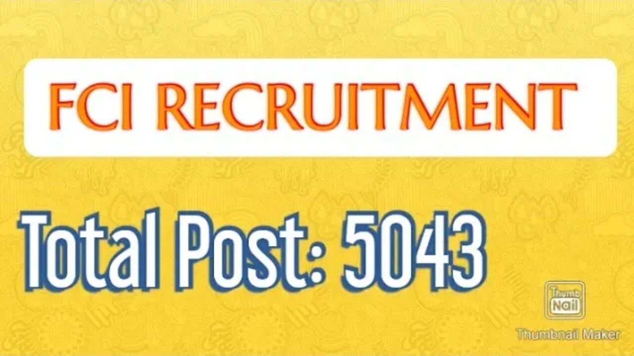 FCI Recruitment 2022 | FCI Non-executive Recruitment 2022