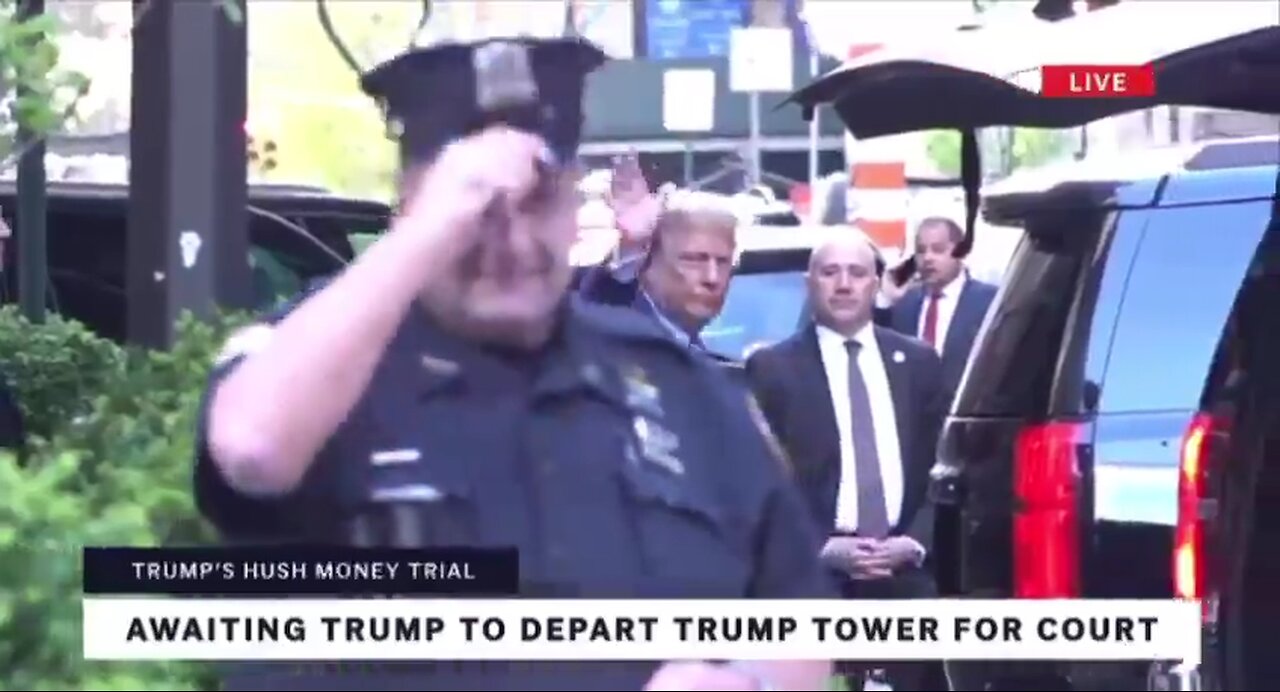 🚨 Donald Trump departs Trump Tower for Day 2 of the New York witch hunt.