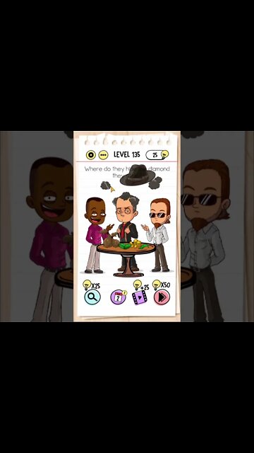 Brain Test Tricky Puzzles Level 135 Where do they hide the diamond they stole?