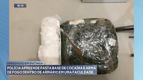 Em Ipatinga Polícia apreende pasta base de cocaína e arma de fogo dentro de armário em uma Faculdade