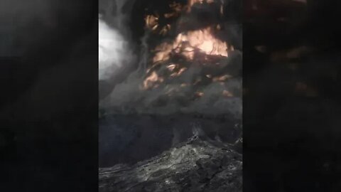 towards the eruption of smoke and fire