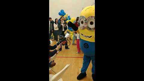 Banana vacuum game at lifetime fitness in Sugarland with a minion at a birthday party