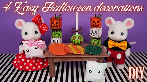 【Easy DIY】Miniature Halloween decorations【簡単】ミニチュア🦉ハロウィンアイテム/Sylvanian Families/シルバニアファミリー