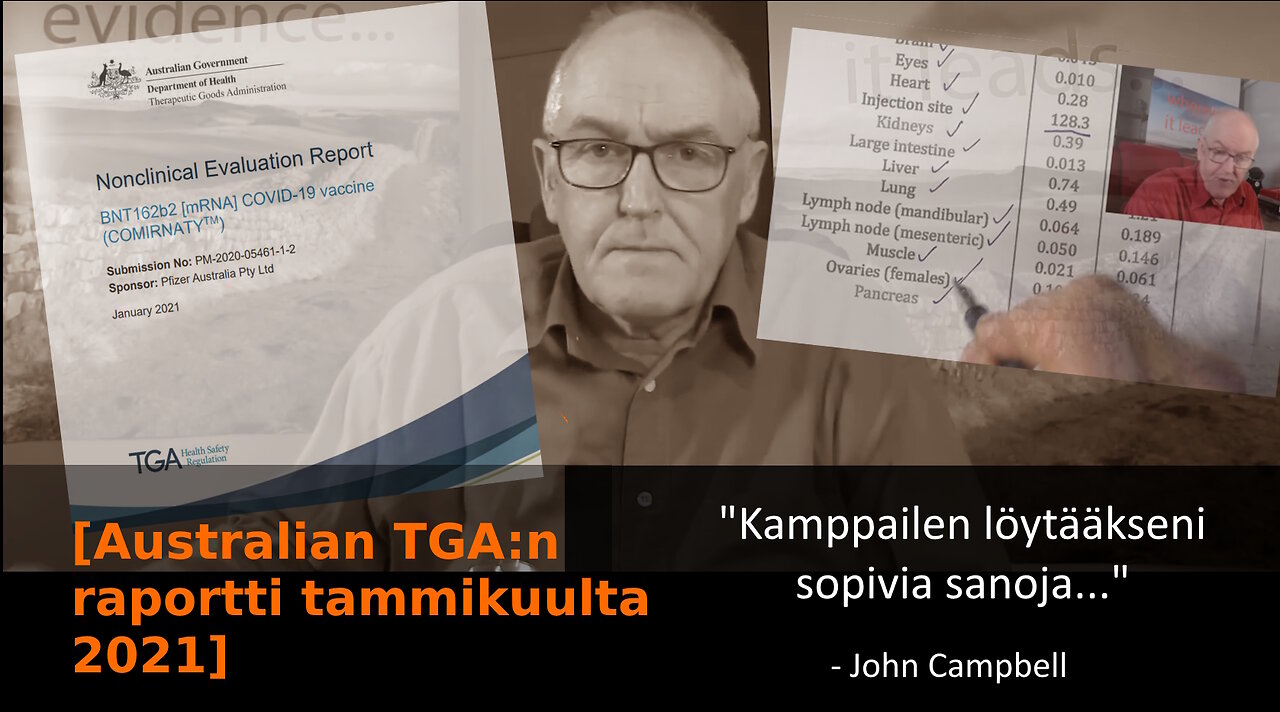 John Campbell käsittelee Australian TGA:n biodistribuutio- dataa (suom.)