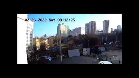 CCTV Footage Shows Moment a High-Rise Building in Kyiv is Hit by a Missile