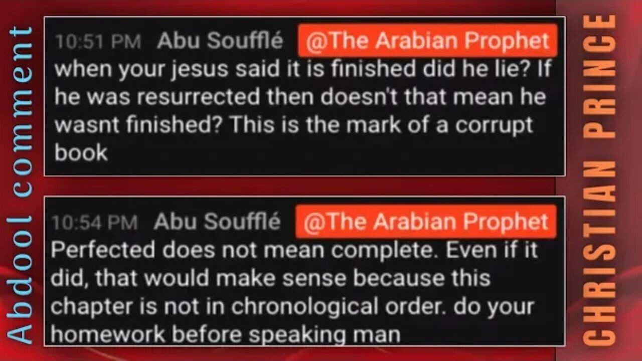 Jesus said it is finished, did he lie ? Christian Prince replied