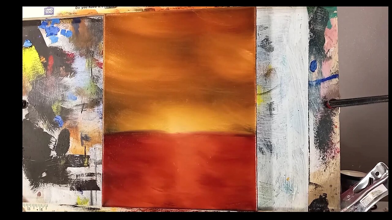 "Sunset" what a way to start the year but with a beautiful Sunset? oil on canvas red orange yellow