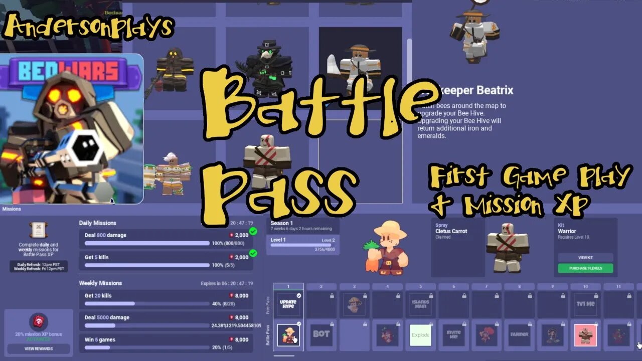 AndersonPlays Roblox BedWars 👑 [BATTLE PASS!] - New Battle Pass Season 1 Update Game Play