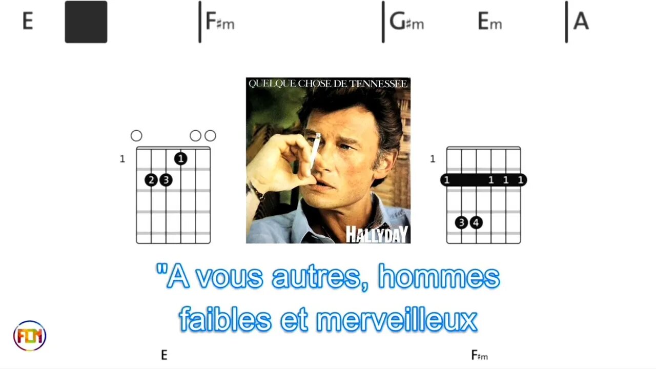 JOHNNY HALLYDAY Quelque chose de Tennessee - (Chords & Lyrics like a Karaoke) HD