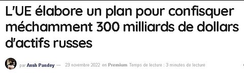 U.E. veut voler les avoirs russes. Royaume-Uni se gave de pétrole russe. Espagne en banqueroute.