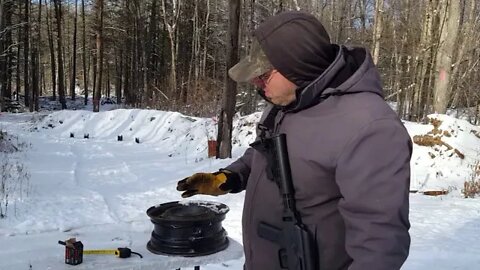 Steel Rim Penetration at 200 yards with AK-47 Wolf Ammo- 5.5" group