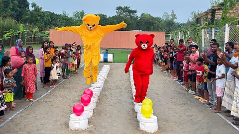 who do you think will win this race ? thrilling balloon pop showdown in costumes !.