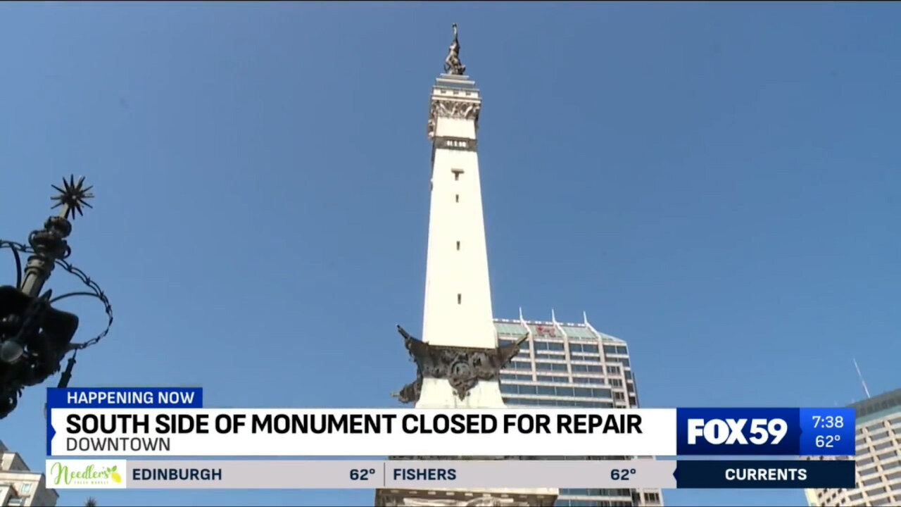 September 12, 2024 - South Side of Indy's Monument Circle is Closed for Repairs