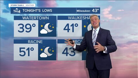 Mainly clear Friday night with lows in the 40s