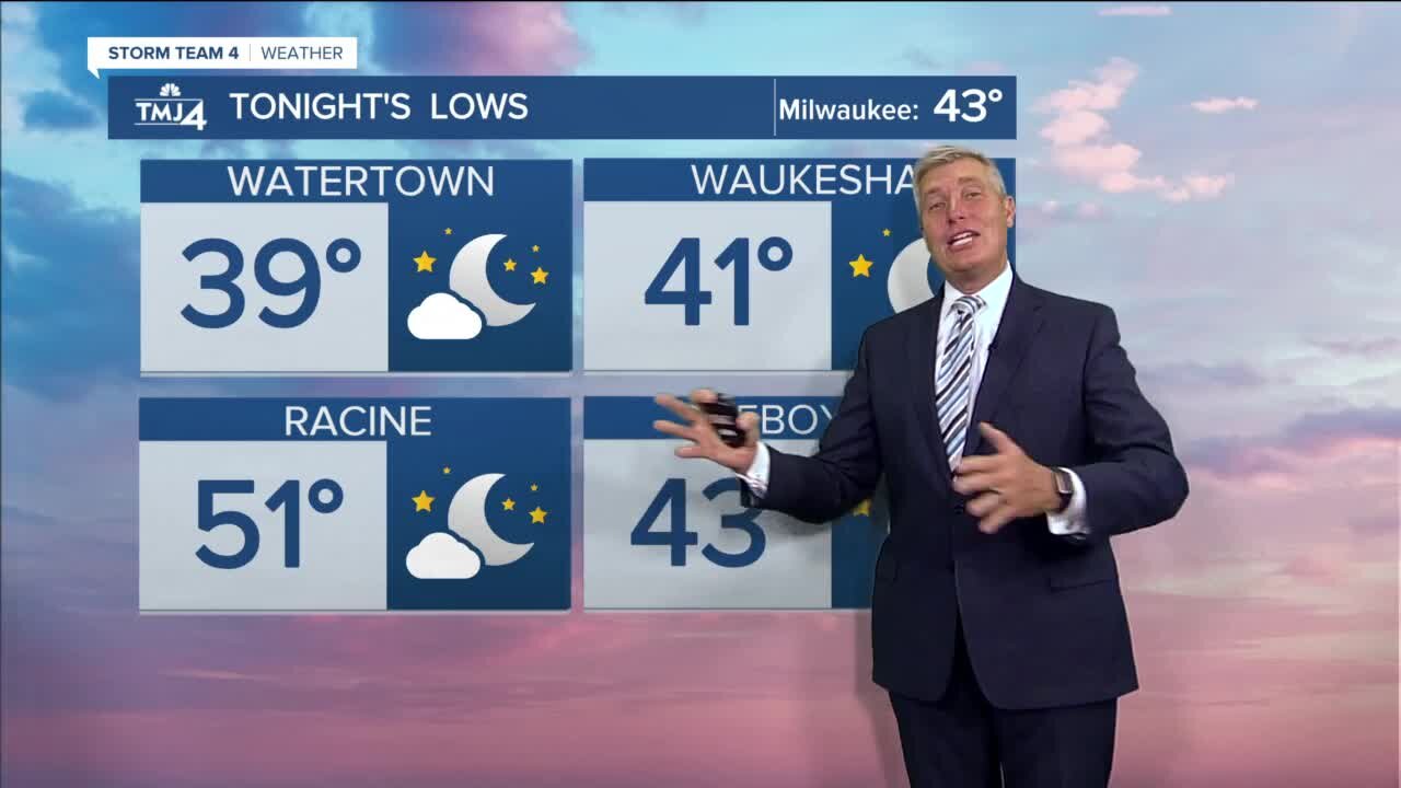 Mainly clear Friday night with lows in the 40s