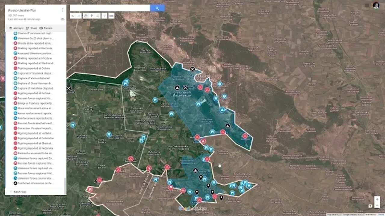 [ Luhansk Front (North) ] Corrections to frontlines: Myrna Dolyna, Borivske; latest at Severodonetsk