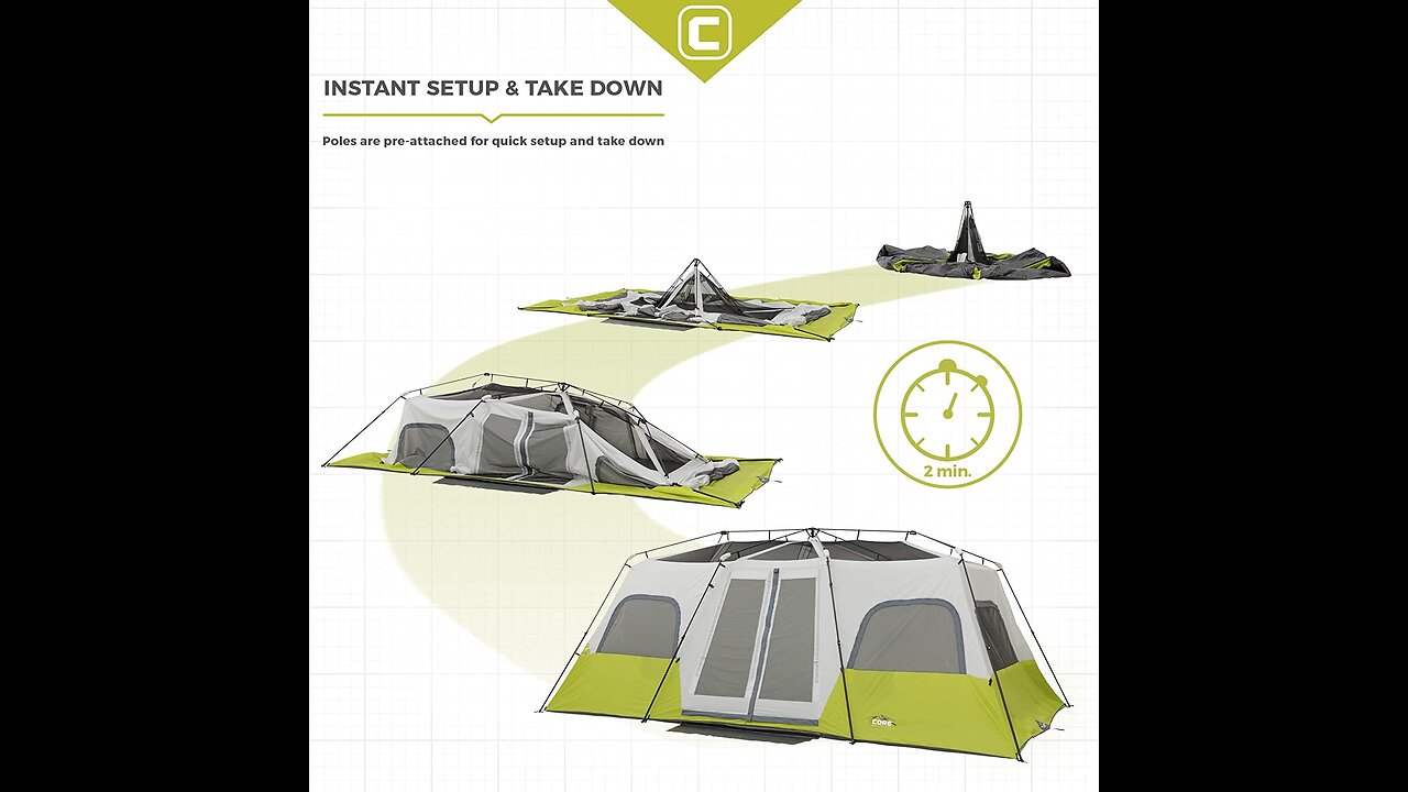 Buyer Reviews: CORE 12 Person Instant Cabin Tent 3 Room Huge Tent for Family with Storage Poc...