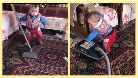 Baby's cleaning adventure, when life gets messy