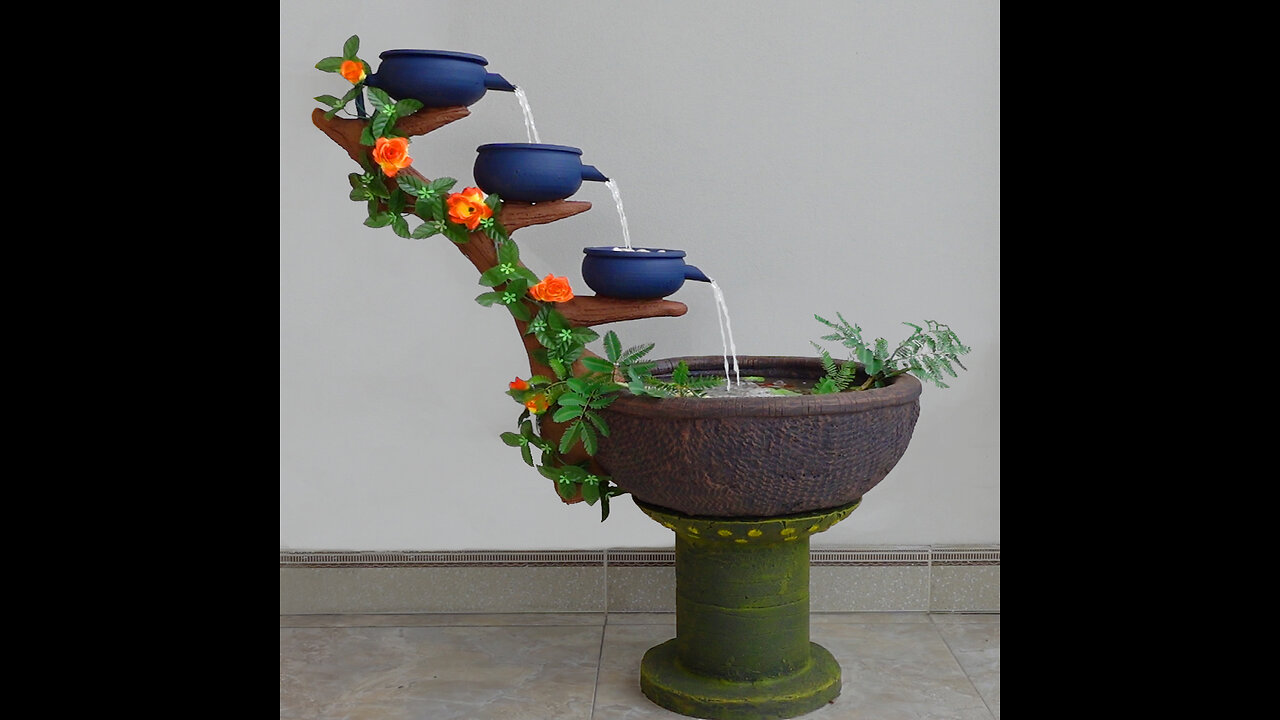 Amazing ideas from cement - Diy beautiful mini waterfall aquarium