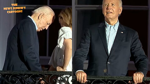 Biden shows up in public on the White House balcony with smeared food on his suit jacket.