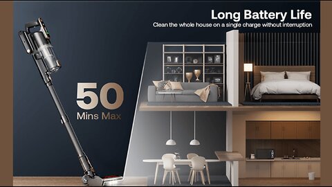 Cordless Vacuum Cleaner, 45Kpa 50 Mins Runtime Self-Standing Stick Vacuum Cleaners