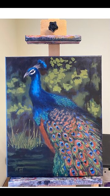 Painting A Beautiful Peacock Was So Fun! How to Paint A Peacock Acrylic Art