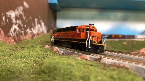 N Scale local creeping down the grade