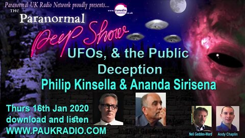 UFOS, The Public Deceived, Paranormal Peep Show Jan 2020 with Philip Kinsella & Ananda Sirisena