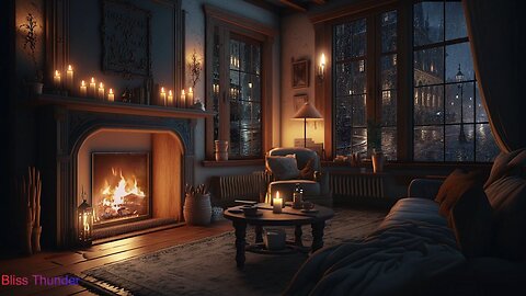 🌩 Thunder And Rain ⛈️ Sounds And Crackling Fireplace For Sleeping And Relax