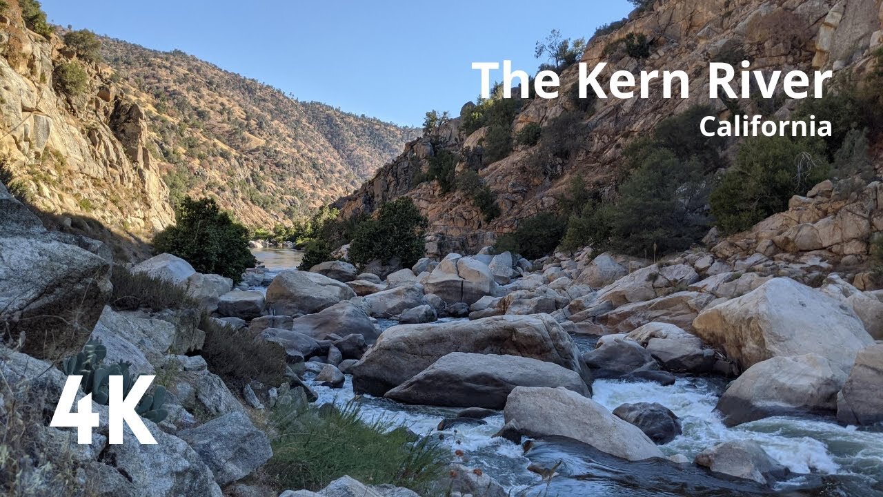 4K Scenic Video of the Kern River in California. Rushing Rapids (White Noise).