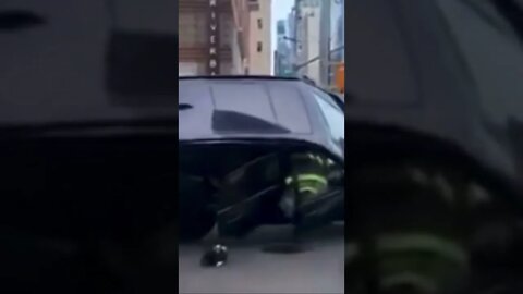 FDNY firefighter is crushed by a car trying to rescue the driver. #shorts #crazy #fdny #rescue