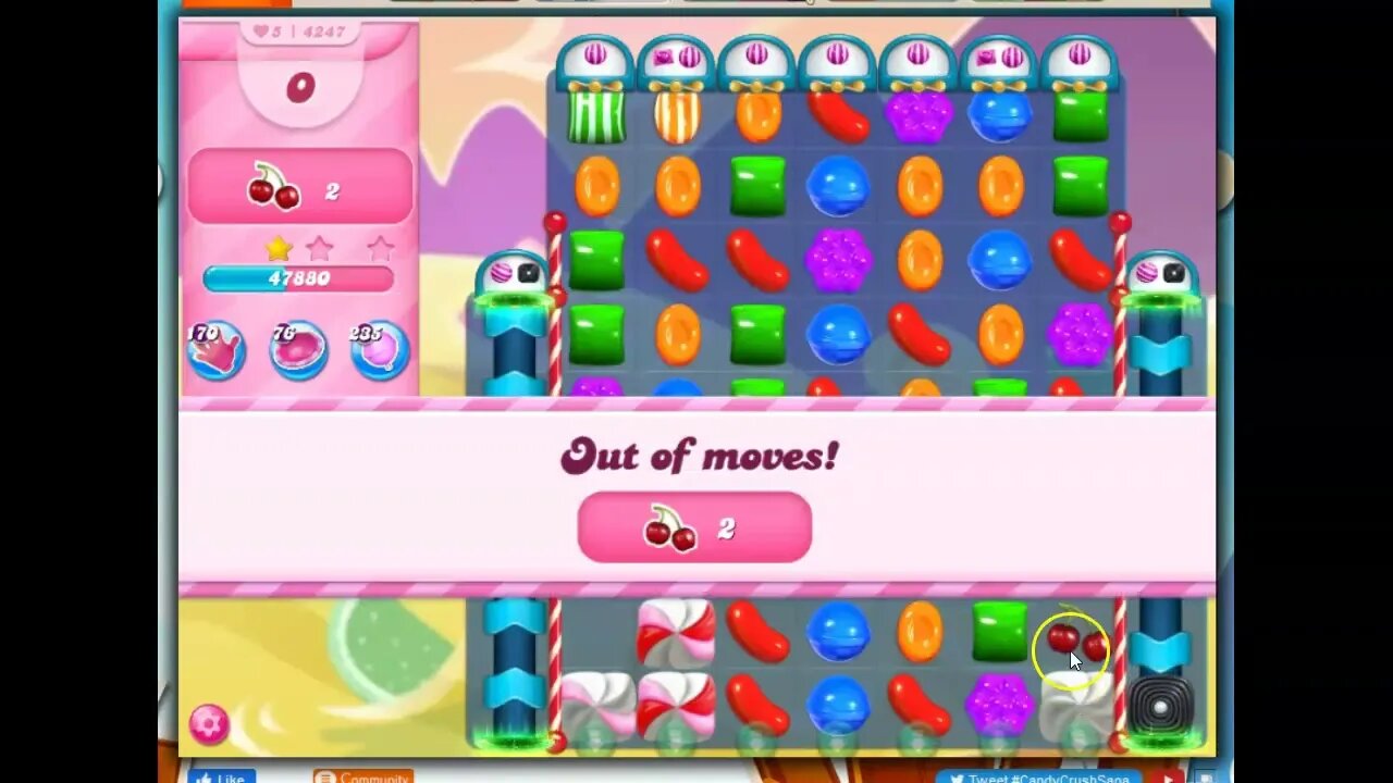 Candy Crush Level 4247 Talkthrough, 23 Moves 0 Boosters