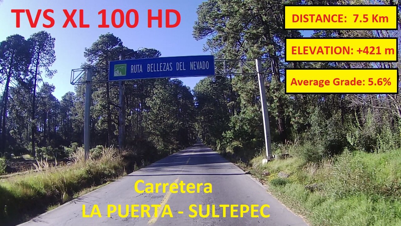 TVS XL 100 HD - Mexico - RUTA BELLEZAS del NEVADO - On Highway LA PUERTA - SULTEPEC towards VOLCANO