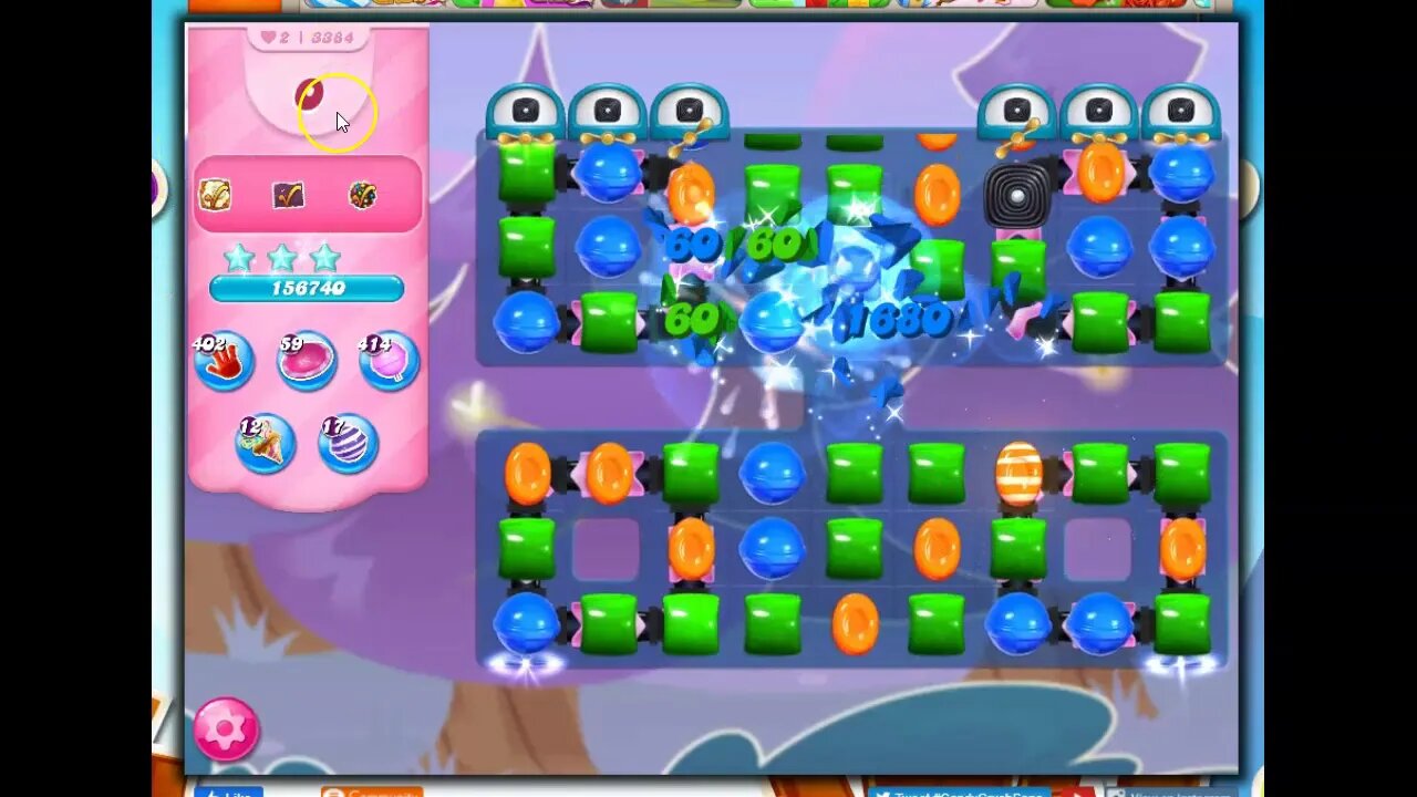 Candy Crush Level 3384 Talkthrough, 14 Moves 0 Boosters