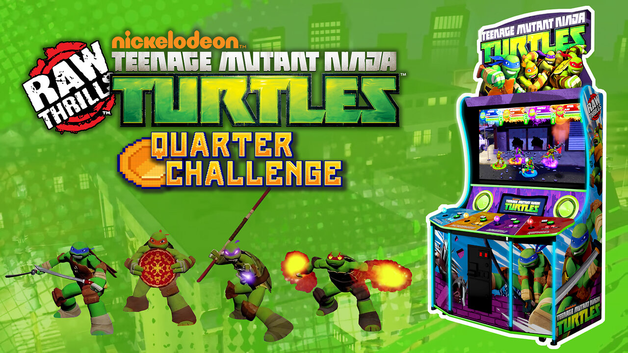 Raw Thrills Nickelodeon TMNT Arcade 4 Player FULL Playthrough Ending QUARTER CHALLENGE - Teknoparrot