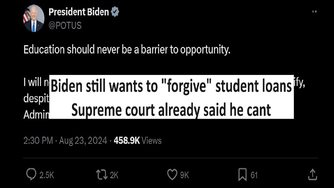 Biden says he will cancel student debt, again