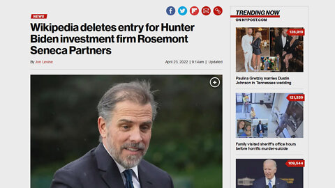 HIDING TRUTH - Wikipedia deletes entry for Hunter Biden investment firm Rosemont Seneca Partners