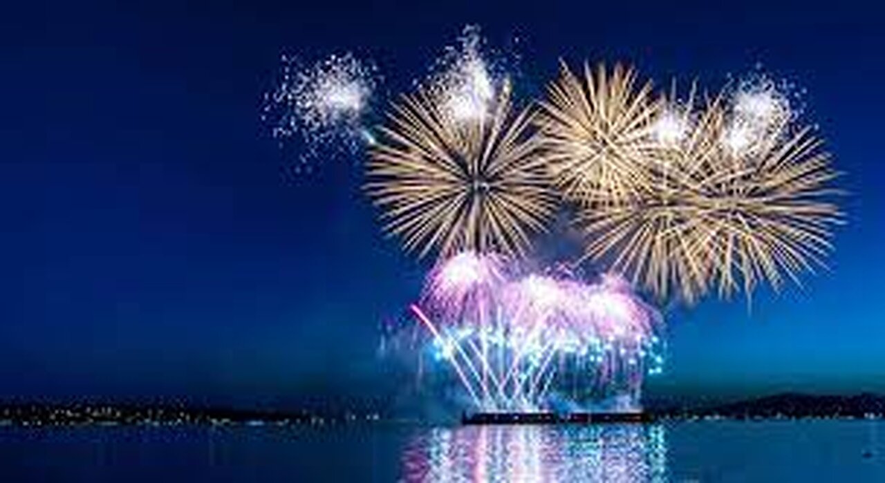 Fireworks in the Vietnamese countryside on Lunar New Year's Eve