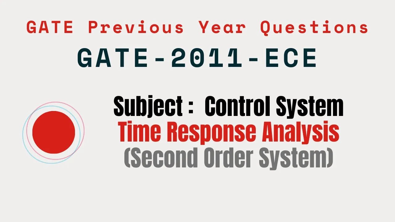 094 | GATE 2011 ECE | Time response Analysis | Control System Gate Previous Year Questions |