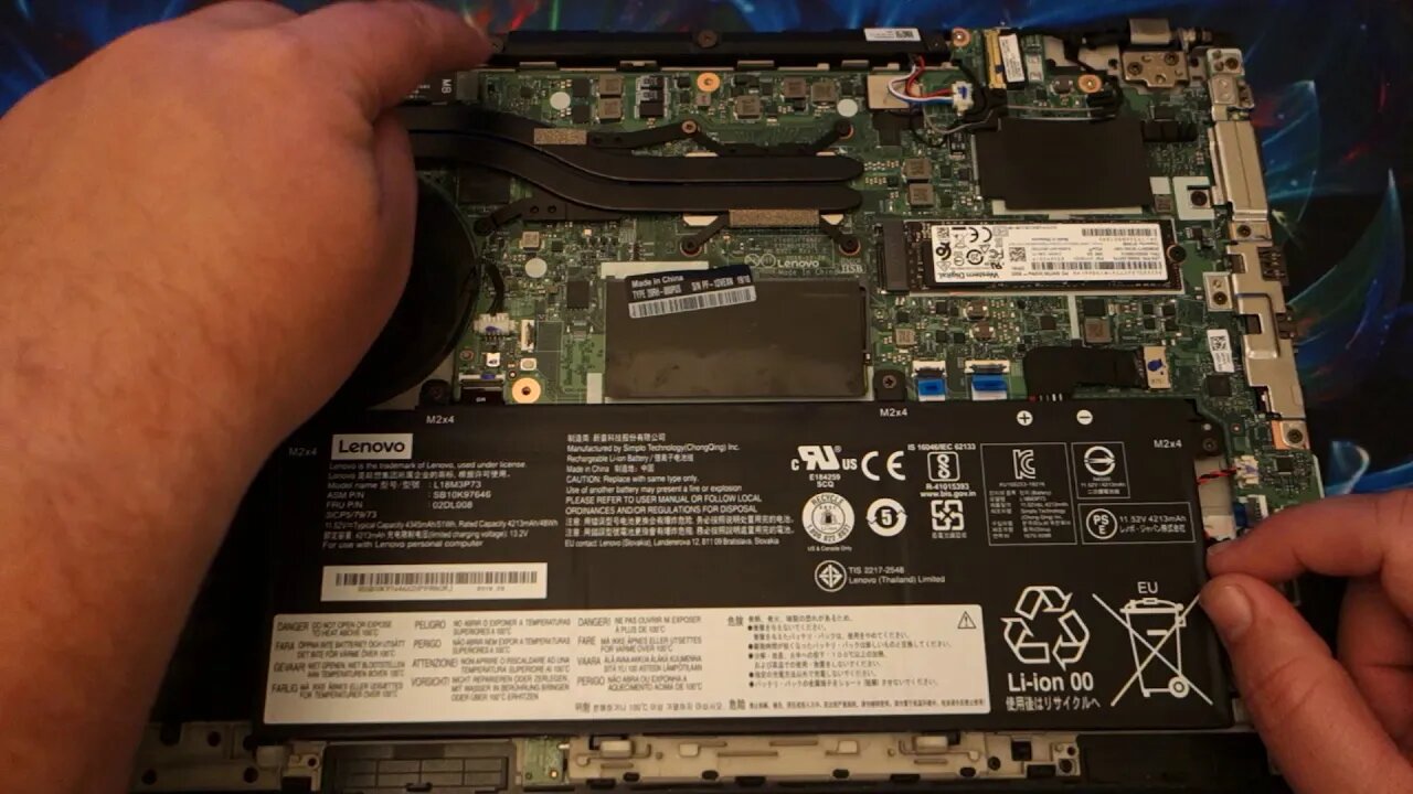 Lenovo Thinkpad P43s opened up Showing internal hardware
