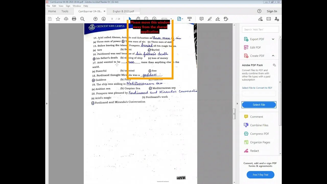 CLASS 7 ENG B 13 APRIL 2021