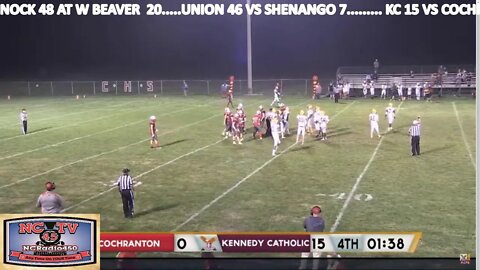 NCTV45 LIVE HIGH SCHOOL FOOTBALL KENNEDY CATHOLIC VS COCHRANTON SEPTEMBER 17 2022